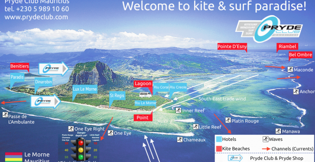 (English) Ultimate kite & surf map of Le Morne